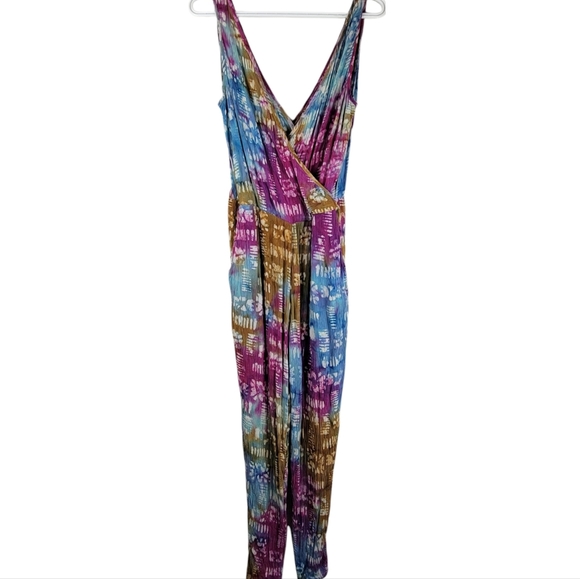 ASOS Pants - ASOS Tie-Dye Multicolor Deep V-Neck Crossover Jumpsuit